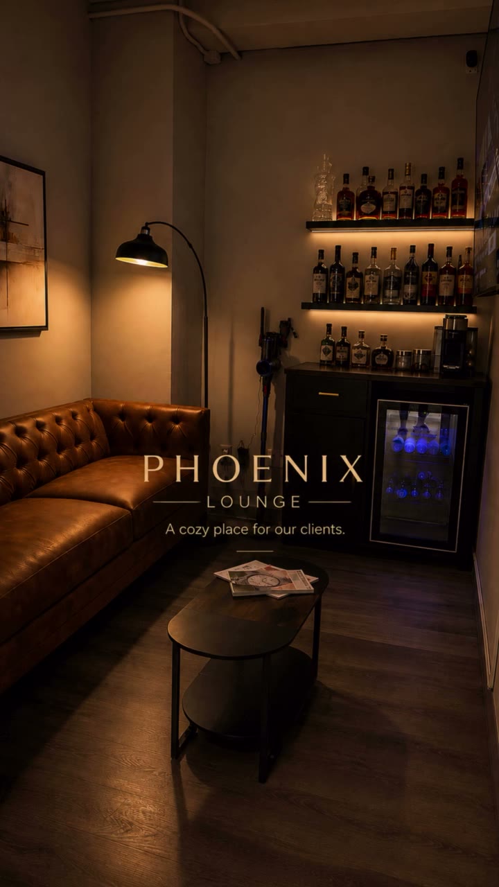 Client getting a sharp lineup at Phoenix Barber Studio